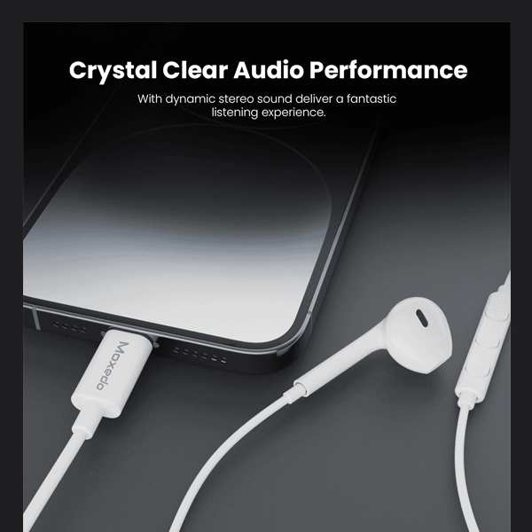 Moxedo Mono Stereo Earphone Lightning Connector Earphone In-Line Remote, Built-in Microphone , White - Hover