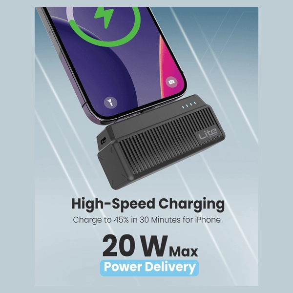 Moxedo Lite Mini-Pocket Power Bank 20W Fast Charging Power Delivery with Lightning Connector and Foldable Phone Stand ,  - Hover